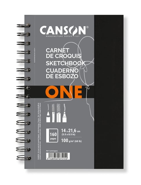 Schetsboek Canson Art Book One spiraalgebonden 80vel 100gr 140x216mm wit afbeelding