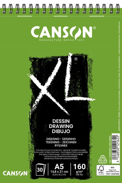 Tekenpapier Canson XL Drawing 30vel 160gr A5 wit afbeelding