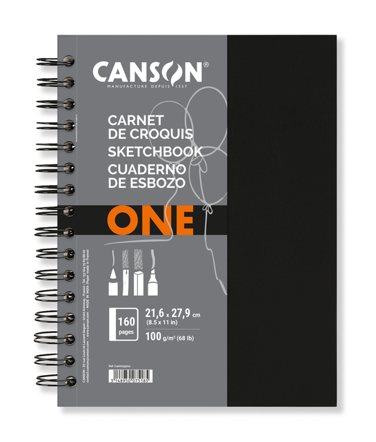 Schetsboek Canson Art Book One spiraalgebonden 80vel 100gr 216x279mm wit afbeelding