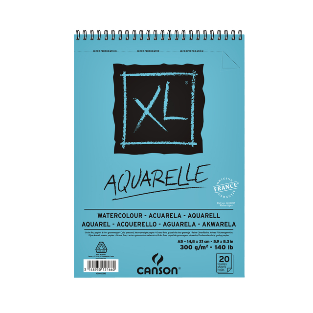 Aquarelblok Canson XL Aquarelle A5 20V 300gr spiraal afbeelding