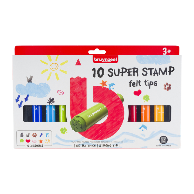 Stempel Bruynzeel Kids Super Stamp set à 10 kleuren afbeelding