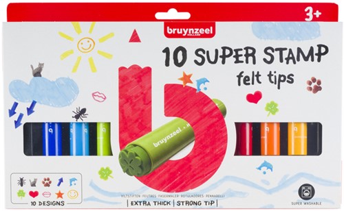 Stempelstift Bruynzeel Kids Super Stamp assorti 10 stuks