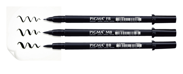 Brushpen Sakura Pigma breed zwart — Foto 2 van 2