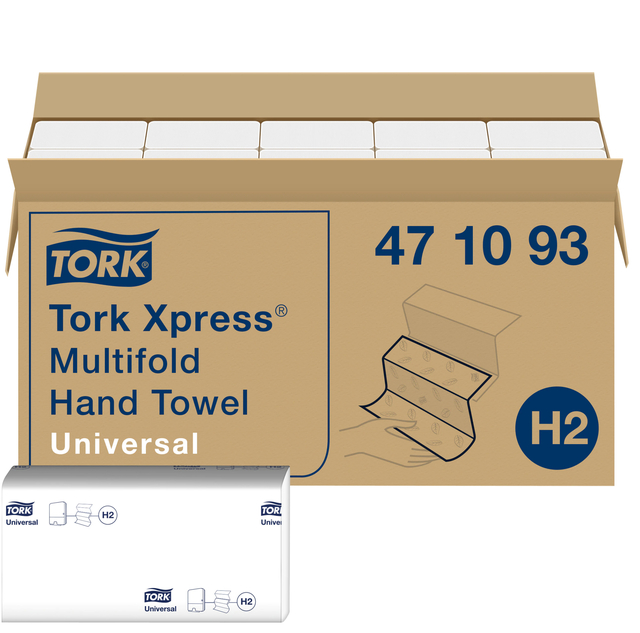 Handdoek Tork Xpress H2 multifold universal vouwhanddoeken 1 laags wit 471093 afbeelding