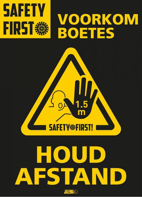 Deursticker A4 Djois "Houd afstand" 200 x 300 mm geel 2 stuks