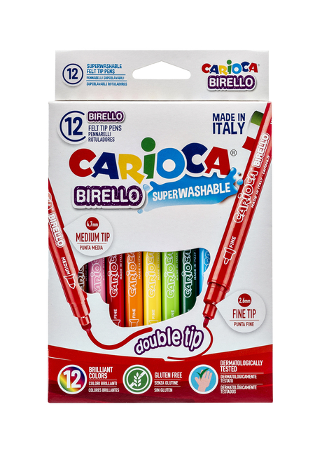 Viltstift Carioca Birello dubbelpunters assorti set à 12 stuks afbeelding