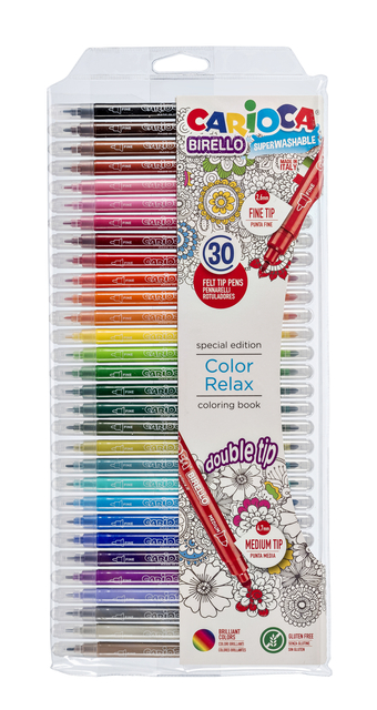 Viltstift Carioca Birello dubbelpunters assorti set à 30 stuks afbeelding