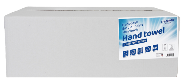 Handdoek Cleaninq I-vouw 2-laags 203x320mm 25x120st wit afbeelding