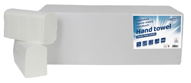 Handdoek Cleaninq H2 i-vouw 2-laags 206x240mm 25x150 vel wit — Foto 2 van 2