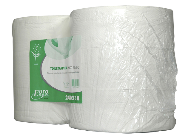 Toiletpapier Euro Products P4 jumbo groot recycled 2-laags 380m wit 240238 afbeelding