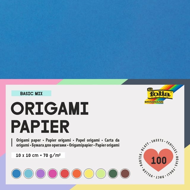 Origami papier Folia 70gr 10x10cm 100 vel assorti kleuren afbeelding