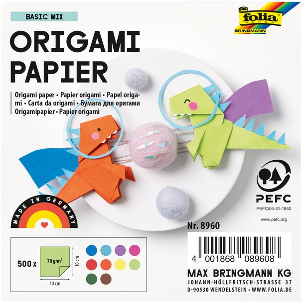 Carta Origami 80 G/mq - 96 Fogli 10x10 Cm In 12 Colori Assortiti - Foto 3