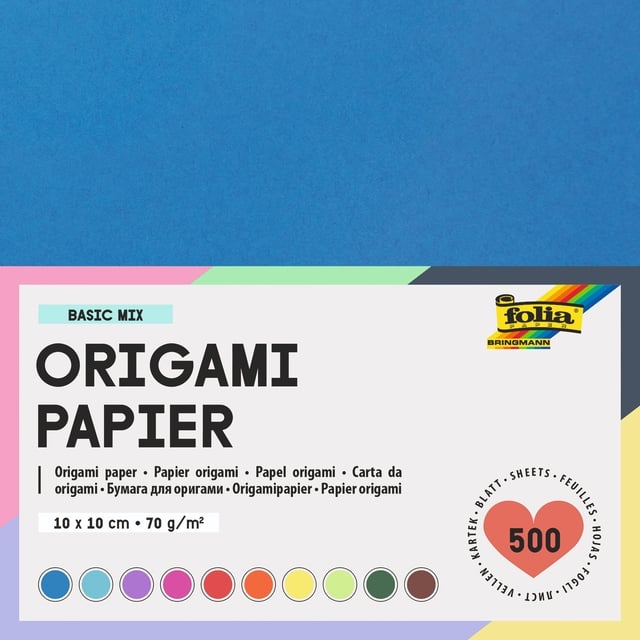Origami papier Folia 70gr 10x10cm 500 vel assorti kleuren afbeelding