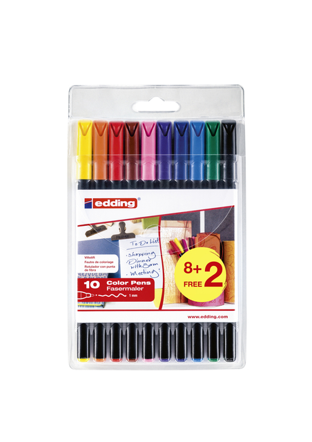 Fineliner edding 1200 fijn assorti set à 8+2 gratis afbeelding