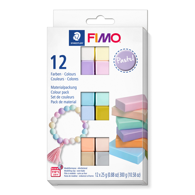 Klei Fimo soft colour pak à 12 pastel kleuren afbeelding