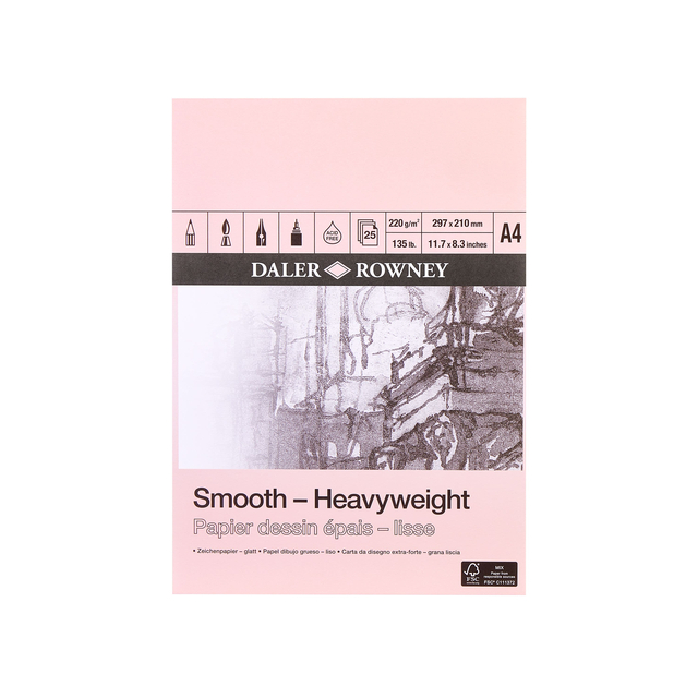 Tekenpapier Daler-Rowney Smooth Heavyweight 220gr A4 natuurlijk wit afbeelding