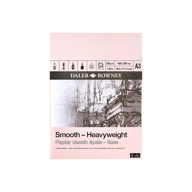 Tekenpapier Daler-Rowney Smooth Heavyweight 220gr A3 natuurlijk wit afbeelding