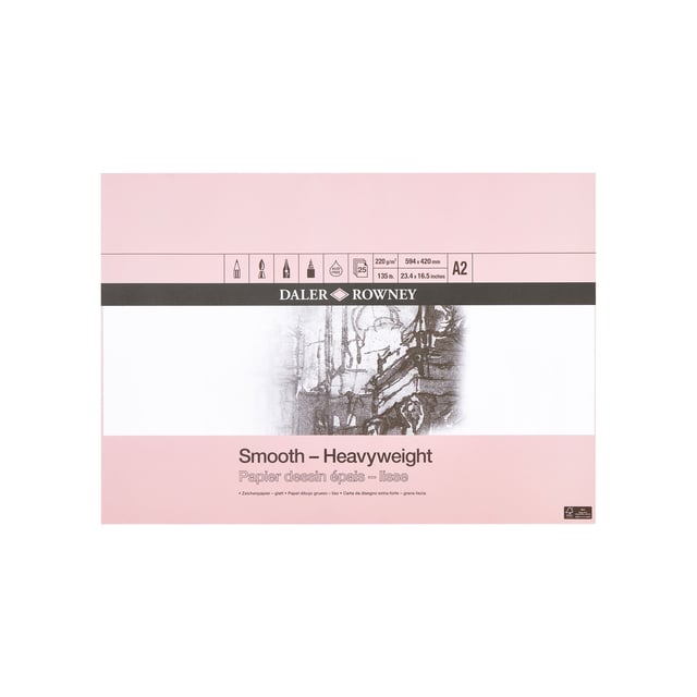 Tekenpapier Daler-Rowney Smooth Heavyweight 220gr A2 natuurlijk wit afbeelding