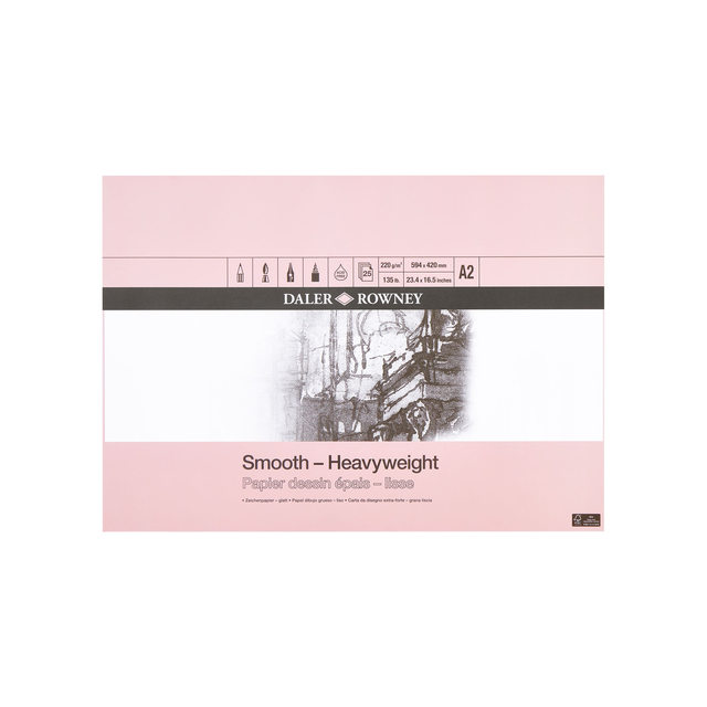 Tekenpapier Daler-Rowney Smooth Heavyweight 220gr A2 natuurlijk wit afbeelding