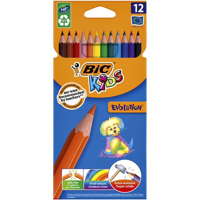 Kleurpotloden BicKids Evolution assorti etui à 12 stuks afbeelding