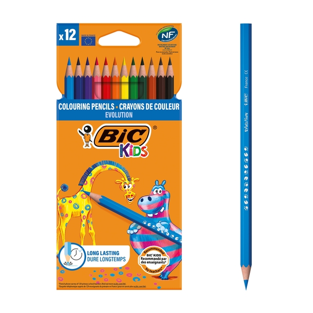 Kleurpotloden BicKids Evolution assorti etui à 12 stuks afbeelding