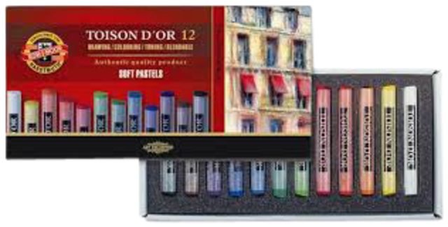 Pastelkrijt Koh-I-Noor Toison 8512 rond 12 stuks assorti afbeelding
