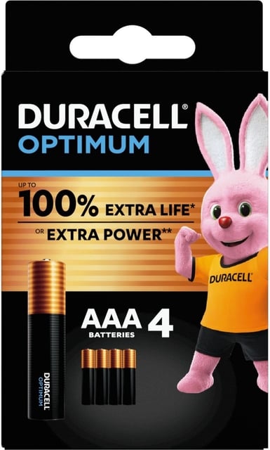 Batterij Duracell Optimum 100% 4xAAA afbeelding