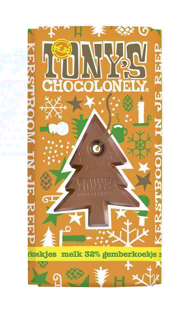Chocolade Tony&apos;s Chocolonely Kerst melk gemberkoekjes 180gr afbeelding