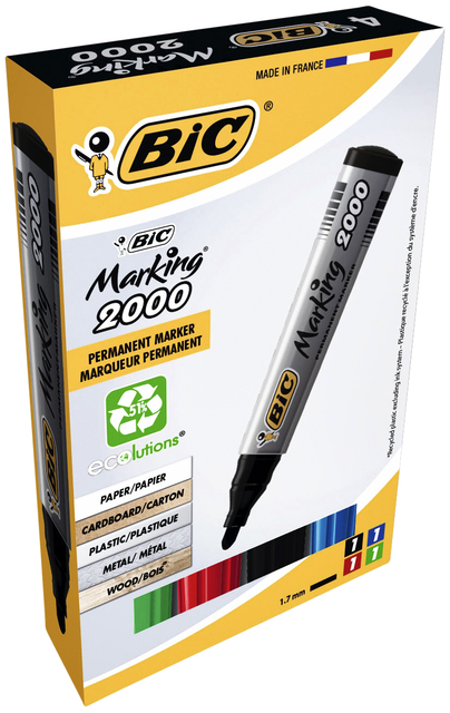 Viltstift Bic 2000 ecolutions rond large assorti doos à 4 stuks afbeelding