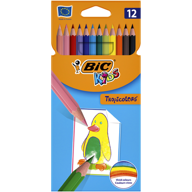 Kleurpotloden BicKids Tropicolors assorti blister à 12 stuks afbeelding