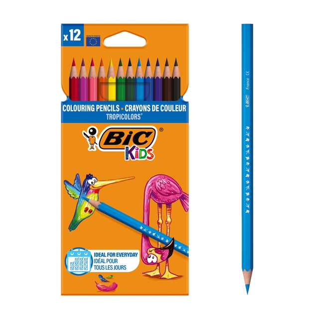 Kleurpotloden BicKids Tropicolors assorti blister à 12 stuks afbeelding