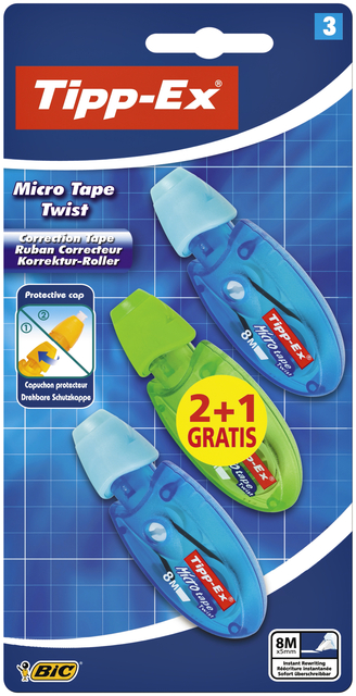 Correctieroller Tipp-ex micro twist 5mmx8m blister 2+1 gratis afbeelding