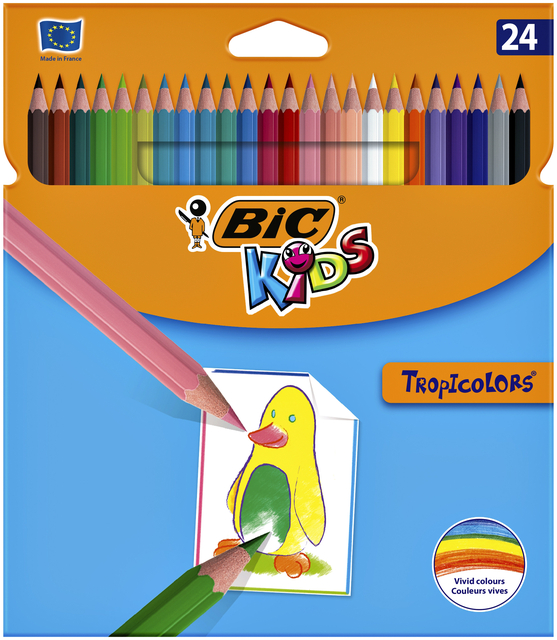 Kleurpotloden BicKids Tropicolors assorti blister à 24 stuks afbeelding