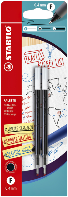 Rollerpenvulling STABILO Palette fijn zwart blister à 2 stuks afbeelding