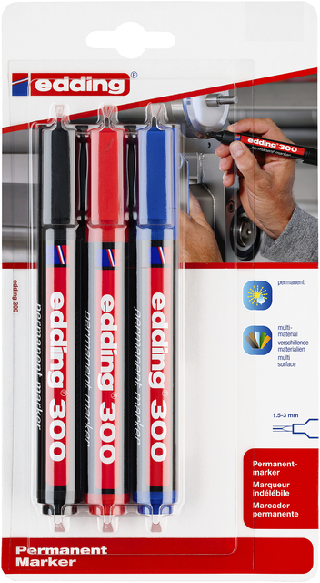 Viltstift edding 300 rond 1.5-3mm assorti blister à 3 stuks afbeelding