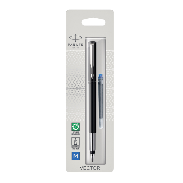 Vulpen Parker Vector black medium blister à 1 stuk afbeelding