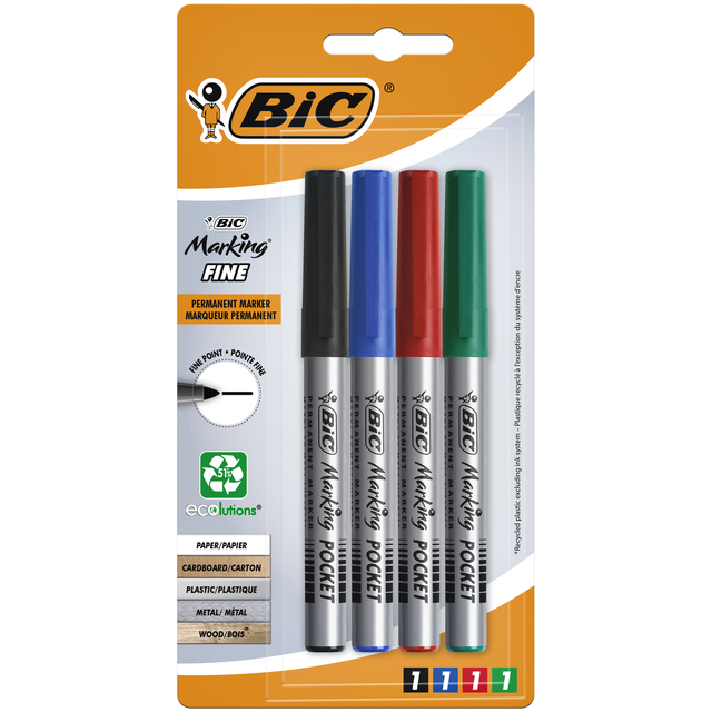 Viltstift Bic ecolutions rond fijn assorti blister à 4 kleuren afbeelding