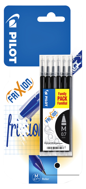 Rollerpenvulling Pilot friXion medium zwart set à 6 stuks afbeelding