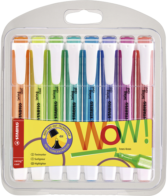 Markeerstift STABILO Swing cool 275/8 Wow assorti etui à 8 stuks afbeelding