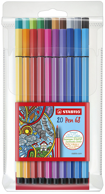 Viltstift STABILO Pen 68/20 medium assorti etui à 20 stuks afbeelding