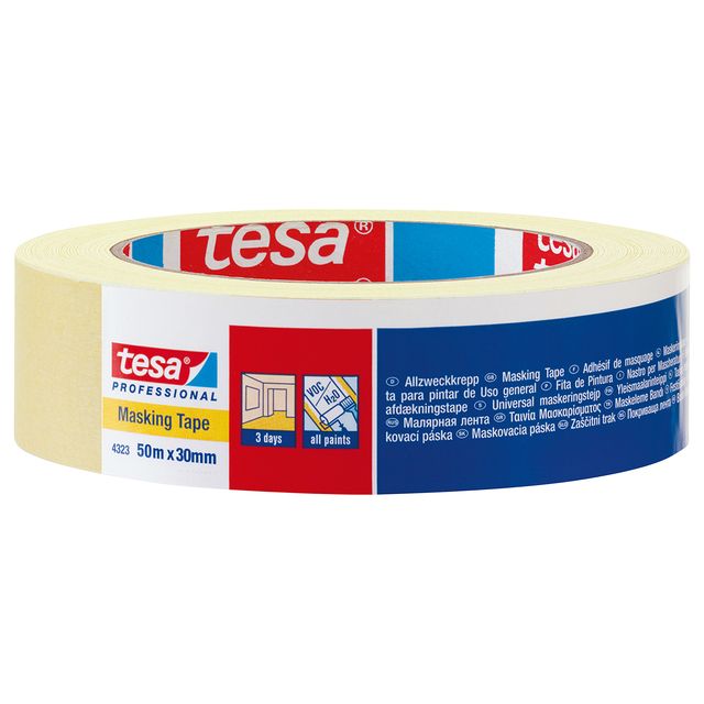 Afplaktape tesa® Professional 4323 19mmx50m lichtcrème afbeelding