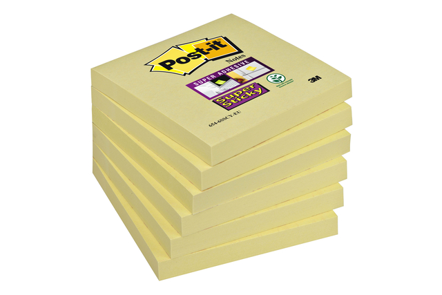 Memoblok Post-it 654 Super Sticky 76x76mm geel afbeelding