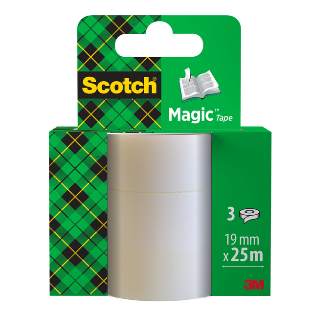 Plakband Scotch Magic 819 19mmx25m onzichtbaar 3 rollen afbeelding