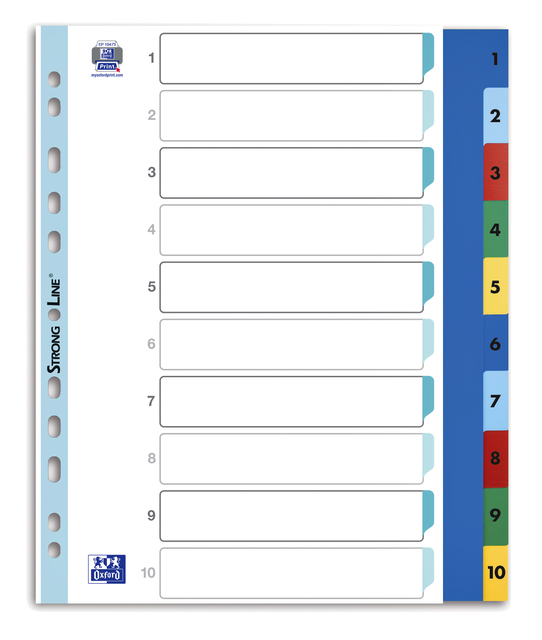 Tabbladen Oxford A4+ 11-gaats 1-10 PP kleur afbeelding