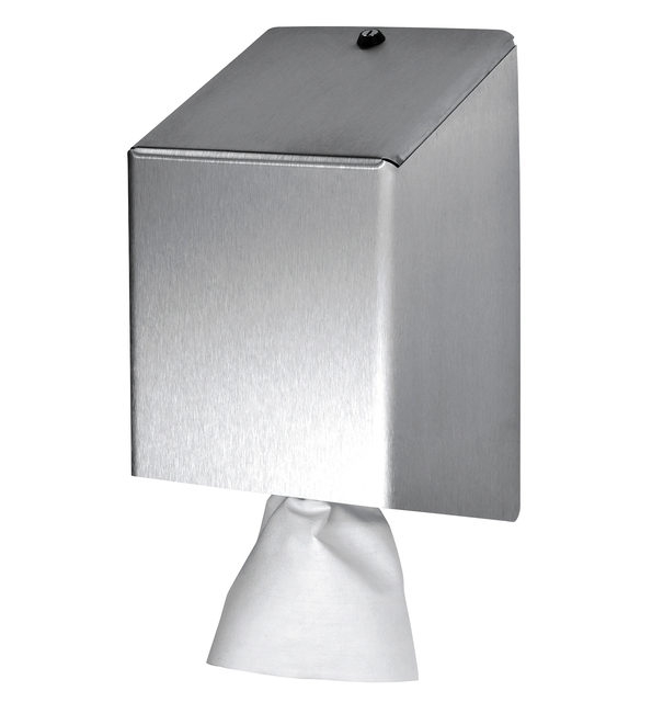 Poetspapierdispenser Euro Products universeel medium zilver 438990 afbeelding