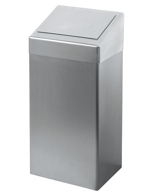Afvalbak Euro Products zelfsluitend 50 liter zilver 438495 afbeelding