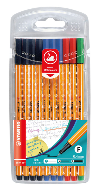 Fineliner STABILO point 88/10 Office fijn assorti etui à 10 stuks afbeelding