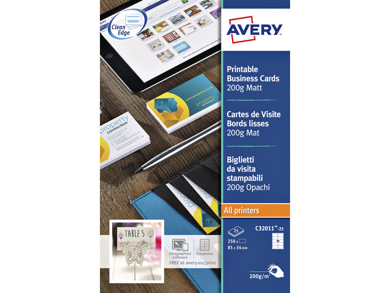 Visitekaart Avery C32011-10 85x54mm 200gr 100 stuks afbeelding
