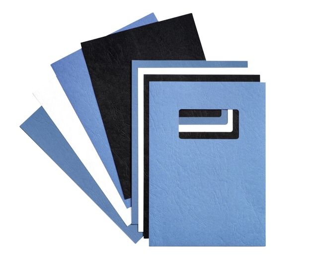 Voorblad GBC A4 lederlook met venster blauw 50 stuks afbeelding