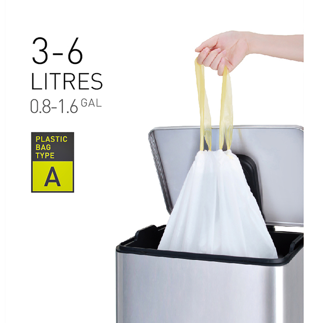 Afvalzak EKO MDPE type A met trekband 35x40cm 3-6L wit rol à 30 stuks afbeelding